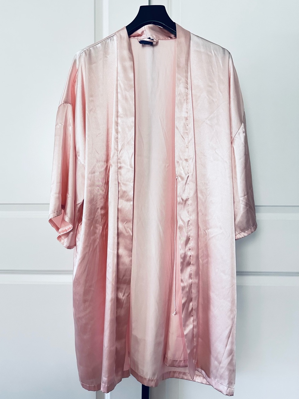 Women’s Apt.9 3/4 Sleeve Satin Kimono Robe in Light Pink Size XL